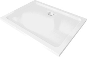 Mexen Flat base de duche retangular slim 80 x 70 cm, branco, sifão cromado - 40107080