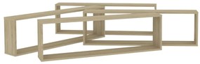 Estantes parede cúbicas 4pcs derivados madeira carvalho sonoma