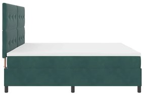 Cama Box com Colchão e LED Verde Escuro 200x200 cm Veludo