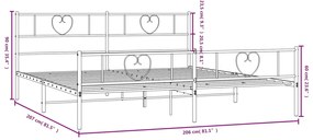 Estrutura de cama com cabeceira e pés 200x200 cm metal preto