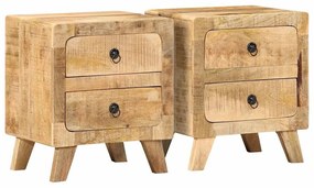 Mesas de cabeceira 2 pcs 40x32x46 cm mangueira áspera maciça