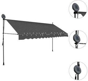 Toldo retrátil manual com LED 400 cm antracite
