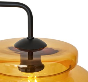 Candeeiro de pé retro preto com vidro laranja - Denise Retro