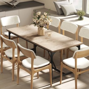 Mesa de jantar retangular para 6-8 pessoas (CADEIRAS NÃO INCLUIDAS), mesa de cozinha de estilo industrial, 180 x 80 x 75,5 cm, com efeito de madeira n