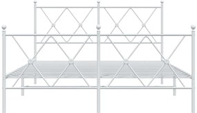 Estrutura de cama com cabeceira e pés 140x200 cm metal branco