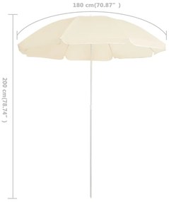 Guarda-sol de jardim com poste de aço 180 cm cor areia
