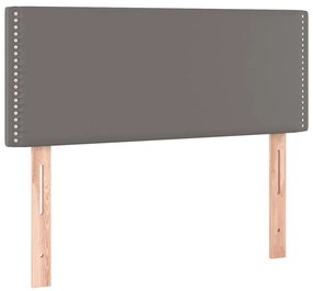 Cama box spring c/ colchão/LED 120x190cm couro artificial cinza