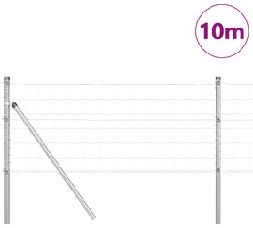 Cerca Euro com 7 Postes 0.6x10 m Aço Galvanizado