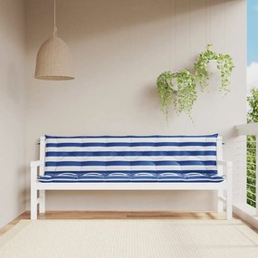Almofadões p/ banco jardim 2 pcs 200x50x7 cm tecido azul/branco