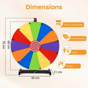 Roleta de Prémios de Mesa, 40 x 21 x 70 cm, Superfície para Escrever e Apagar, Multicolor
