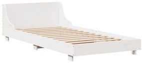 Cama sem colchão 90x200 cm madeira de pinho maciça branco