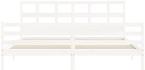 Estrutura de cama com cabeceira 200x200cm madeira maciça branco