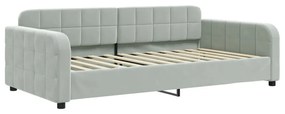 Sofá-cama c/ gavetão e colchões 100x200cm veludo cinzento-claro