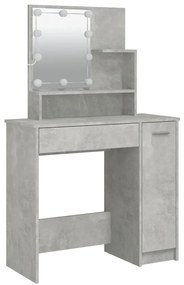 Toucador com LEDs 86,5x35x136 cm cinzento cimento