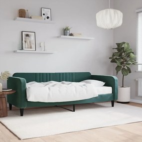 3197041 vidaXL Sofá-cama com colchão 90x200 cm veludo verde-escuro
