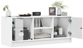 Móvel de TV c/ portas de vidro 102x37x42 cm branco