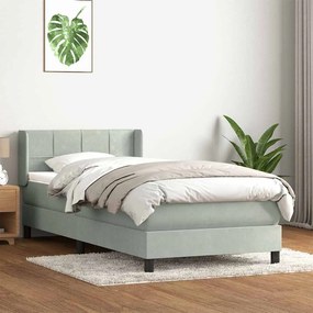 vidaXL Cama com molas/colchão Cinza Claro 90x210 cm veludo