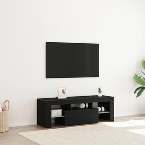 Rack de TV vidaXL com Luzes LED Carvalho Preto 120x35x40 cm