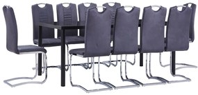 vidaXL 11 pcs conjunto de jantar camurça artificial cinzento