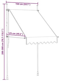 Toldo retrátil manual 150 cm laranja e castanho