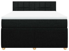 Cama com molas/colchão 160x200 cm tecido preto