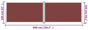 Toldo lateral retrátil 160x600 cm castanho