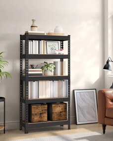 Estante para cargas pesadas com 5 prateleiras 30 x 75 x 150 cm preto e castanho vintage