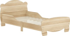 AIYAPLAY Cama infantil Cama juvenil Cama casinha com design de urso Cama divertida para crianças 3-6 anos 143,5 x 80 x 55 cm Madeira natural | Aosom Portugal