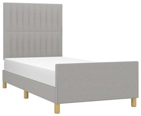 Estrutura de cama c/ cabeceira tecido 80x200 cm cinza-claro