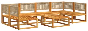 7 pcs conjunto sofás jardim c/almofadões madeira maciça acácia