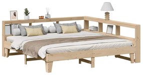 vidaXL Cama com estante sem colchão 180x200 cm pinho maciço