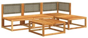 5 pcs conjunto de sofás de jardim com almofadões acácia maciça