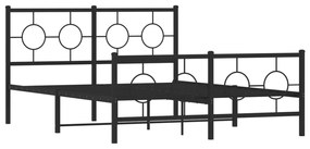 Estrutura de cama com cabeceira e pés 140x200 cm metal preto