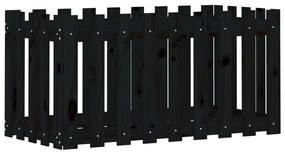 Canteiro elevado c/ design cerca 100x50x50cm pinho maciço preto