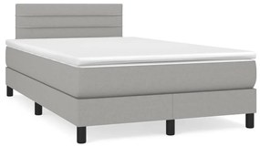 vidaXL Cama boxspring com colchão 120x190 cm tecido cinzento-claro
