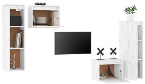 Móveis de TV 4 pcs madeira de pinho maciça branco
