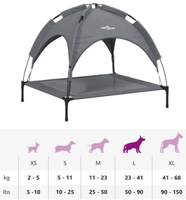 Cama para cães com toldo tecido oxford e aço antracite