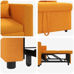 Sofá-cama Individual 3 em 1 Conversível Amarelo Escuro em Tecido