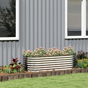 Floreira de horta elevada, resistente à ferrugem, em aço galvanizado, 160 x 80 x 56 cm, prateada
