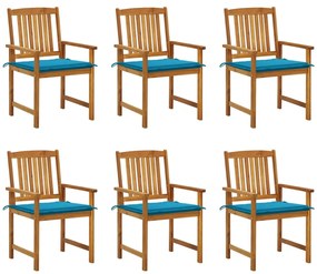 vidaXL Cadeiras de jardim com almofadões 6 pcs acácia maciça