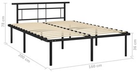 Estrutura de cama metal 160x200 cm preto