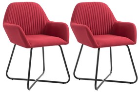 Cadeiras de jantar 2 pcs tecido vermelho tinto