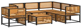 7 pcs conjunto sofás jardim c/almofadões madeira maciça acácia