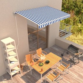 vidaXL Toldo retrátil automático 350x250 cm azul e branco