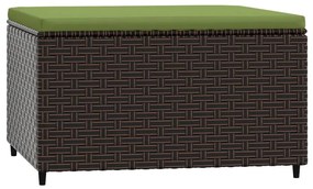 Apoios de pés para jardim com almofadões 2 pcs vime PE castanho