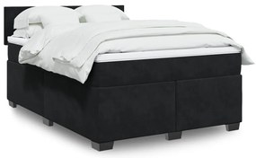vidaXL Cama com molas/colchão 140x190 cm veludo preto