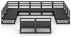 11 pcs conjunto lounge de jardim pinho maciço