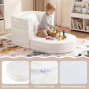 Sofá-cama 3 em 1 para crianças 66 x 47 x 55 cm, dobrável, com capas laváveis com fechos de correr e almofada com enchimento de espuma macia, para maio