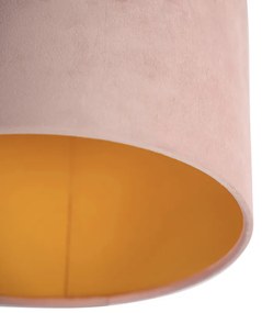 Luminária de teto com veludo rosa velho com ouro 25 cm - Combi preto Country / Rústico