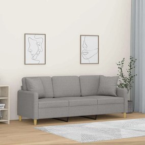 vidaXL Sofá 2 lugares c/ almofadas/almofadões 120cm tecido cinza-claro